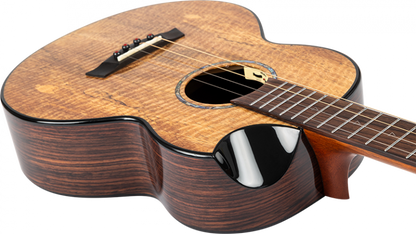 Flight Maia Steel String Baritone Ukulele: Solid mango top, rosewood body, steel strings, scalloped cutaway, &amp; active pickup for rich, bright tone. Includes gigbag Ukulele Trading Co Australia