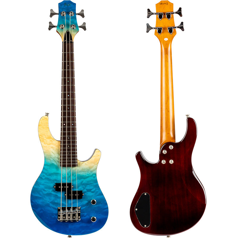 It is time to lay down some awesome grooves with Flight’s Electric Mini Bass! Flight Mini Bass Ukulele Solid Body Transparent Blue wit Gigbag Setup and Free Shipping