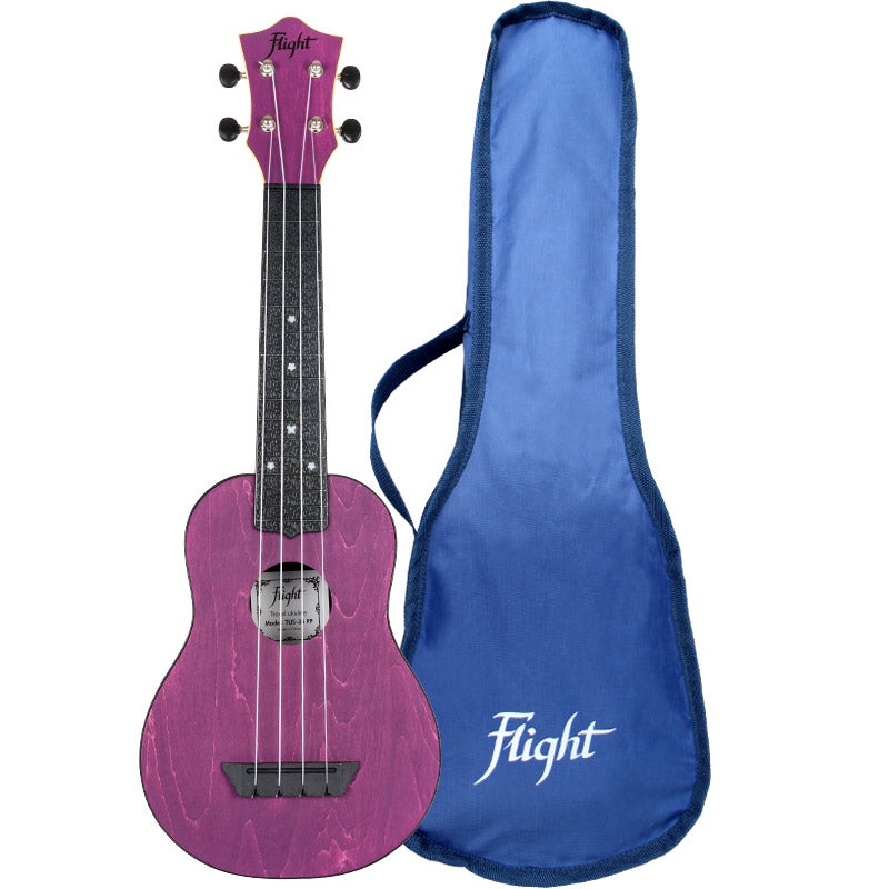 Flight TUS35 Purple Travel Soprano Ukulele – Linden Top, ABS Body, Aquila Strings &amp; Denim Gig Bag