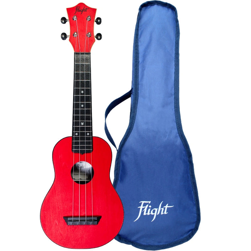 Flight TUS35 Red Soprano Travel Ukulele – Laminate Linden Top, ABS Body, Zero Fret, Aquila Strings &amp; Gig Bag