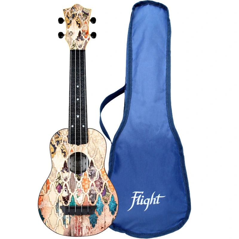 Flight TUS40 Granada Travel Soprano Ukulele – Alhambra-Inspired Linden Top, ABS Body, Zero Fret &amp; Aquila Strings