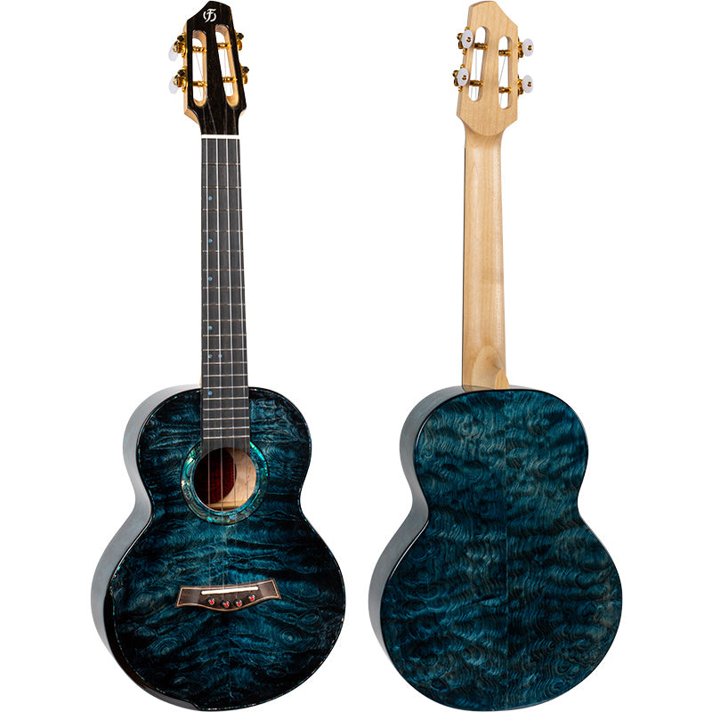 Flight A10 QM Aqua Blue 10th Anniversary Tenor Ukulele  Solid Quilted Maple Handcrafted Tenor Ukulele Ukulele Trading Co Australia