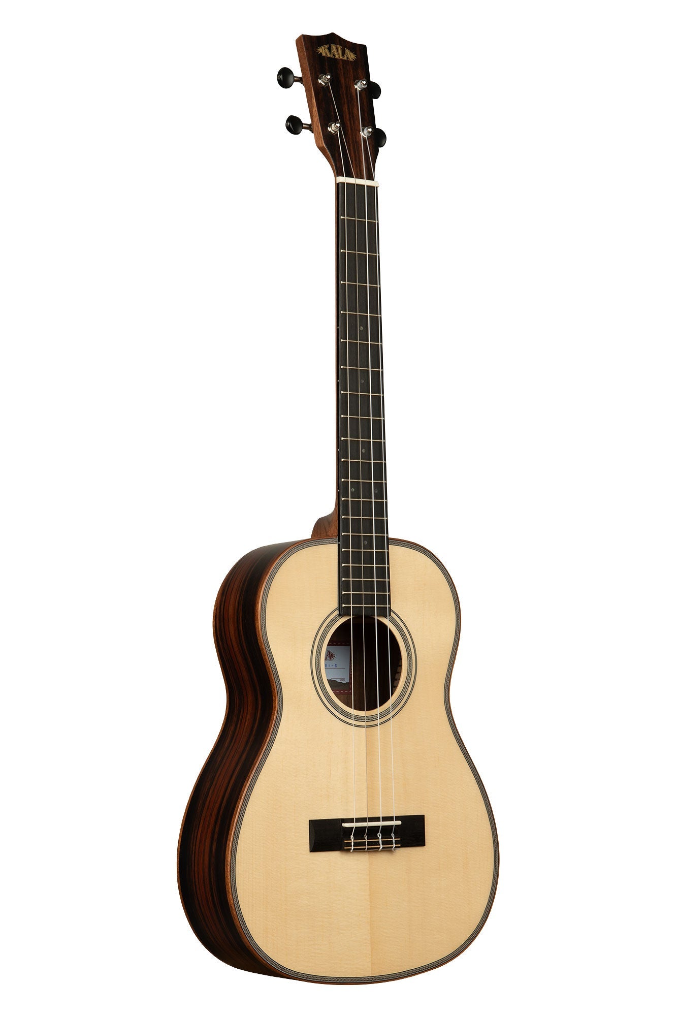 Kala Solid Spruce Top Striped Ebony Baritone Ukulele KA-SSEBY-B Satin Finish Graph Tech NuBone Nut &amp; Saddle Aquila Super Nylgut Strings