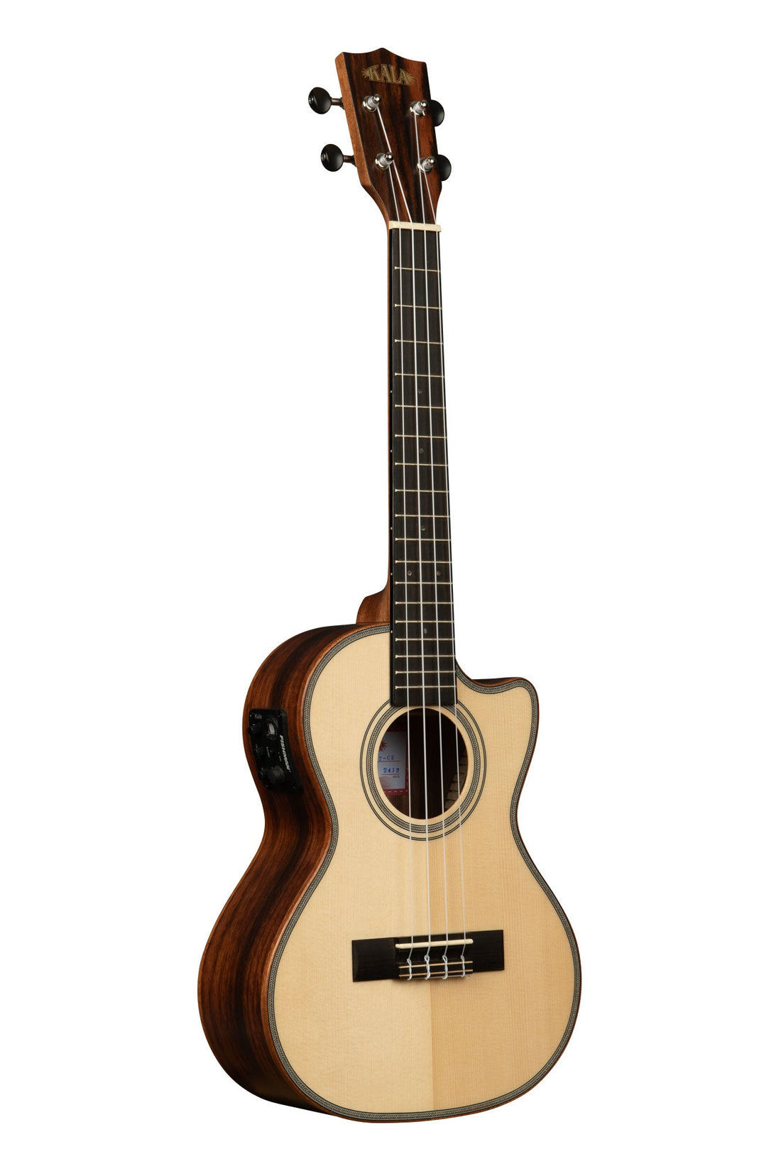 Kala Solid Spruce Top Striped Ebony Tenor Ukulele with Cutaway &amp; EQ | Fishman® Kula Preamp | Tenor Ukulele Australia