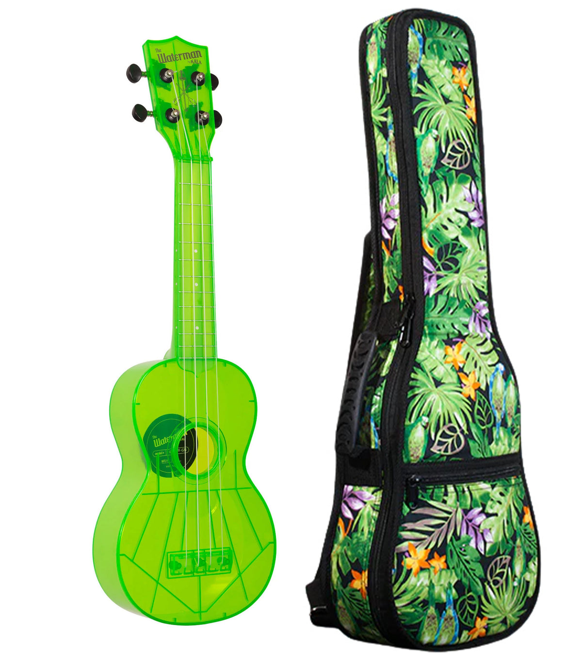 KA-SWF/GN Fluorescent Sour Apple Green Soprano Waterman Includes Gigbag Floral Print, Padded with Backpack Straps