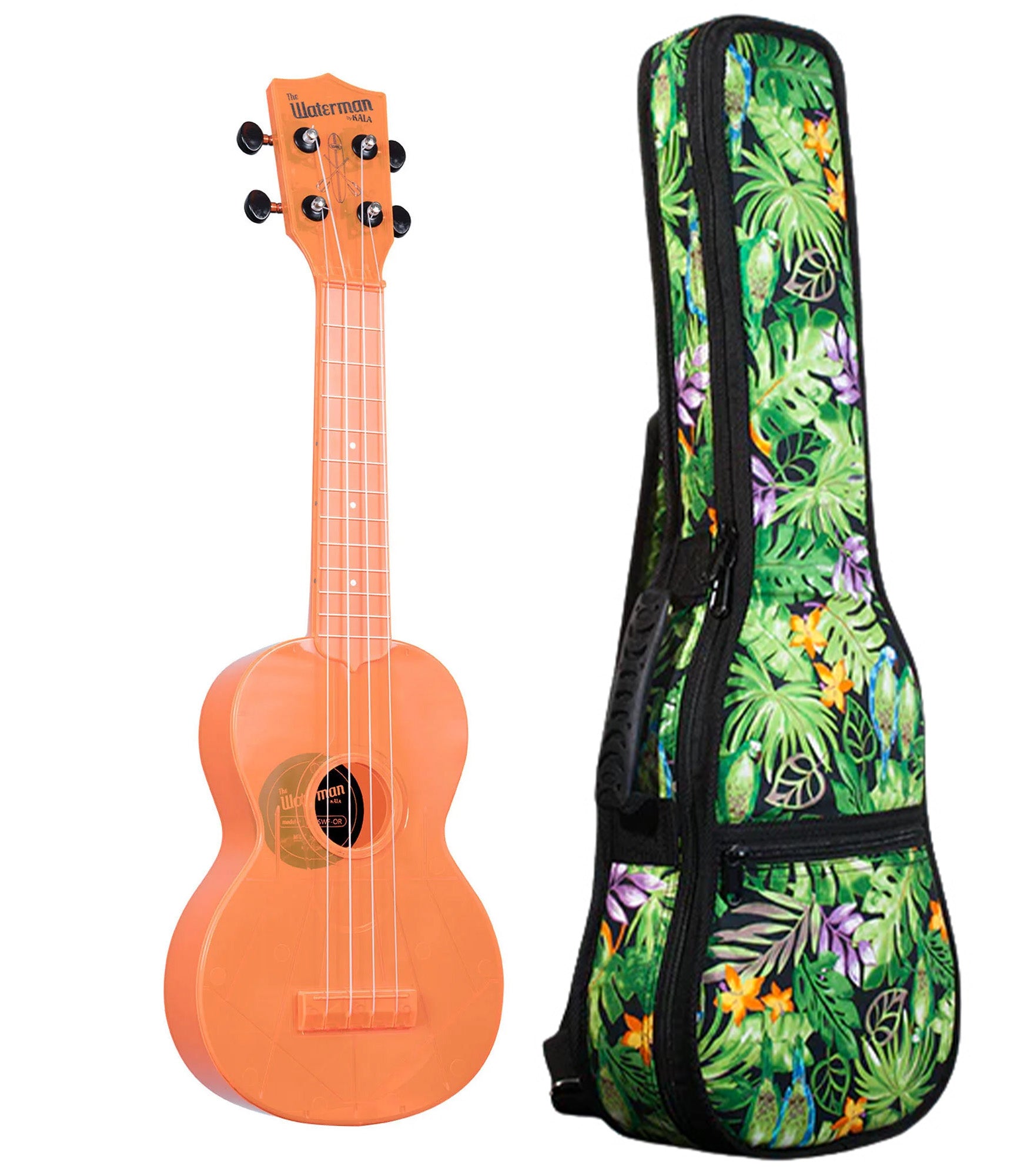 KA-SWF/OR Fluorescent Orangesicle Soprano Waterman Includes Gigbag Floral Print, Padded with Backpack Straps