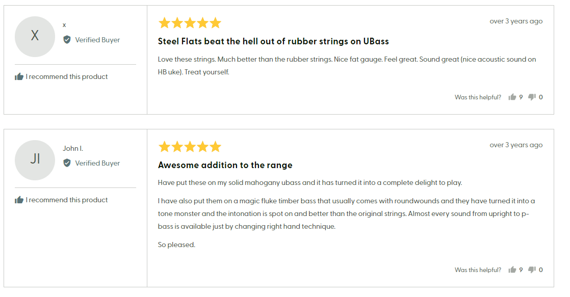 KA BASS 4FW Flatwound UBass Strings from Kala Gallistrings