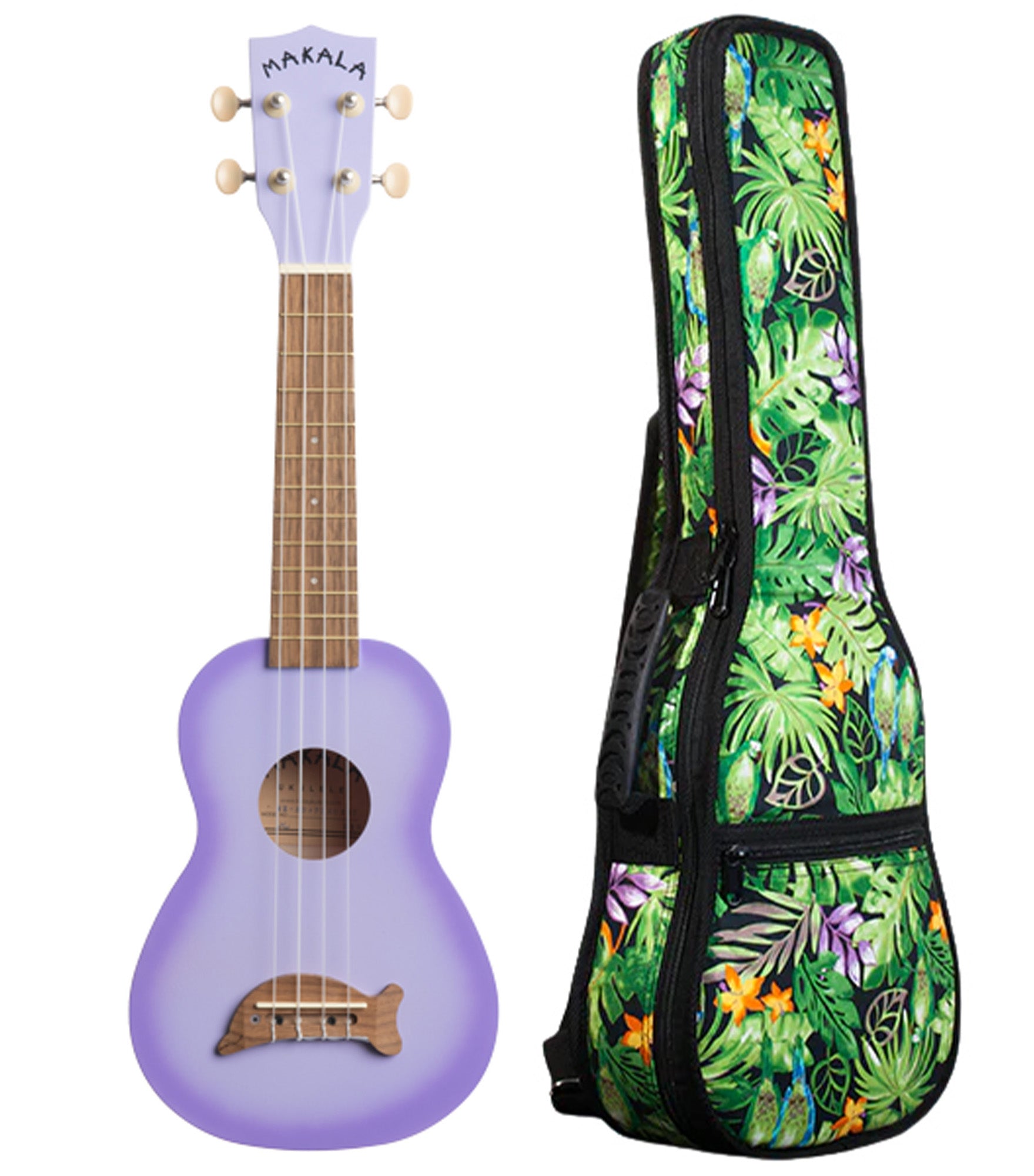 MK-SD/PLBRST Purple Burst Soprano Dolphin Ukulele Includes Gigbag Floral Print, Padded with Backpack Straps