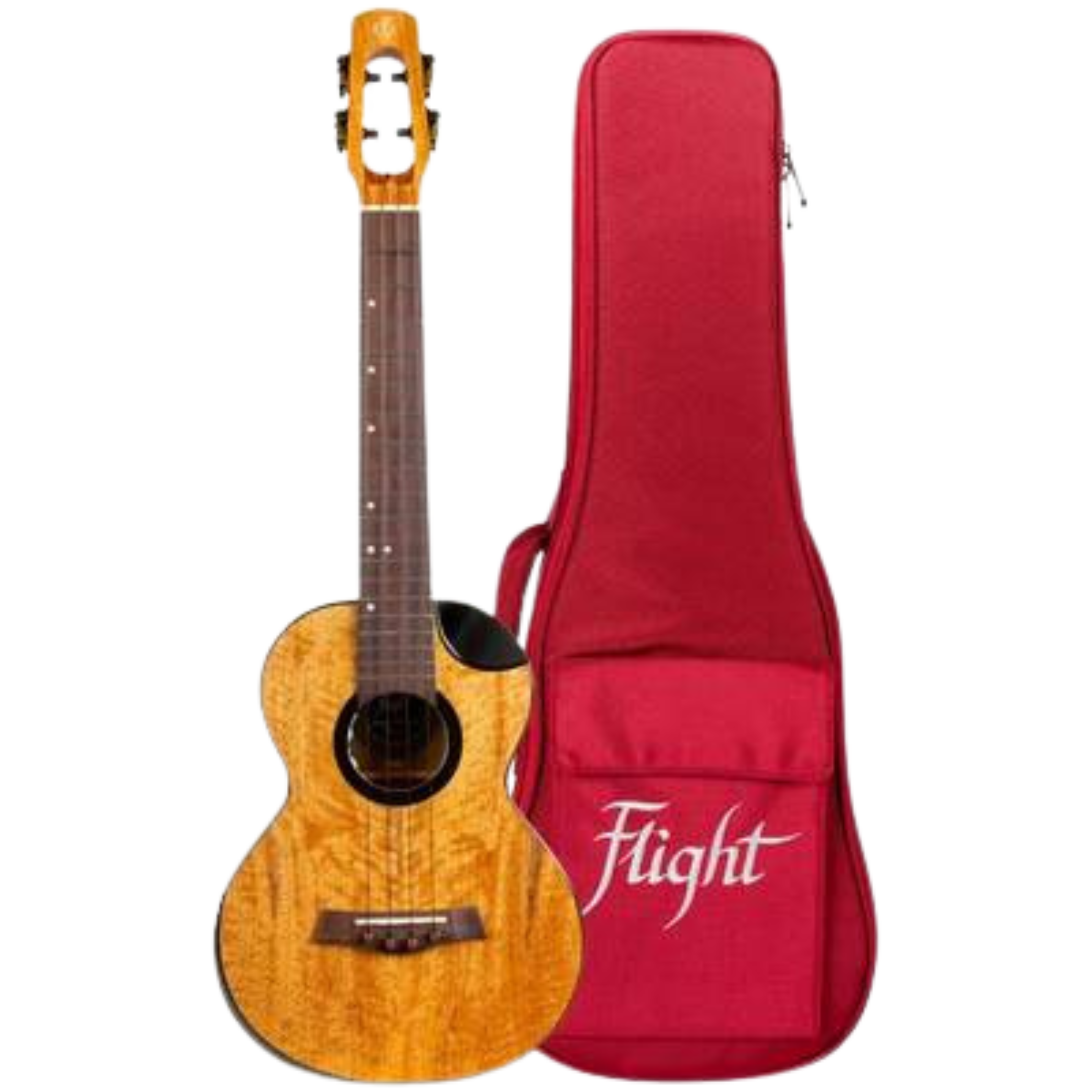 All-solid mango Flight Fireball EQ-A tenor ukulele with cutaway and passive pickup.