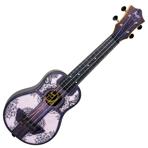 Flight TUS40 Mandala Wood Travel Soprano Ukulele – Geometric Linden Top, ABS Body, Aquila Super Nylgut Strings &amp; Gig Bag