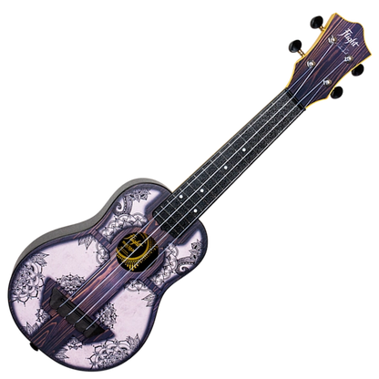 Flight TUS40 Mandala Wood Travel Soprano Ukulele – Geometric Linden Top, ABS Body, Aquila Super Nylgut Strings &amp; Gig Bag