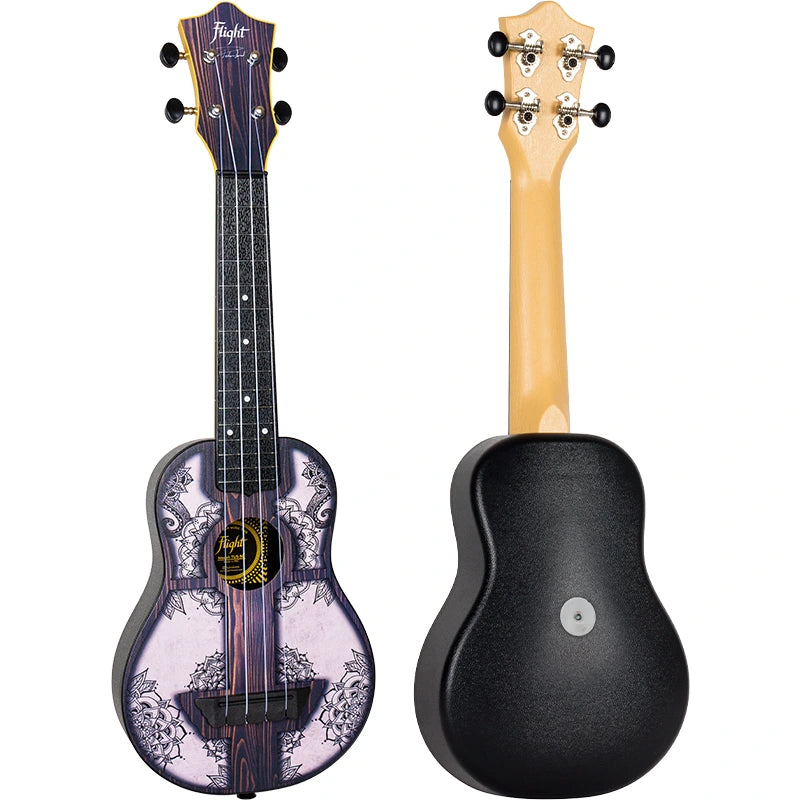 Flight TUS40 Mandala Wood Travel Soprano Ukulele – Geometric Linden Top, ABS Body, Aquila Super Nylgut Strings &amp; Gig Bag