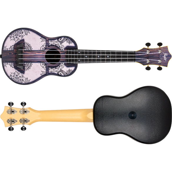 Flight TUS40 Mandala Wood Travel Soprano Ukulele – Geometric Linden Top, ABS Body, Aquila Super Nylgut Strings &amp; Gig Bag