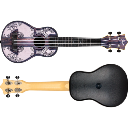 Flight TUS40 Mandala Wood Travel Soprano Ukulele – Geometric Linden Top, ABS Body, Aquila Super Nylgut Strings &amp; Gig Bag