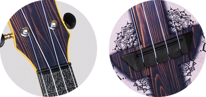 Flight TUS40 Mandala Wood Travel Soprano Ukulele – Geometric Linden Top, ABS Body, Aquila Super Nylgut Strings &amp; Gig Bag