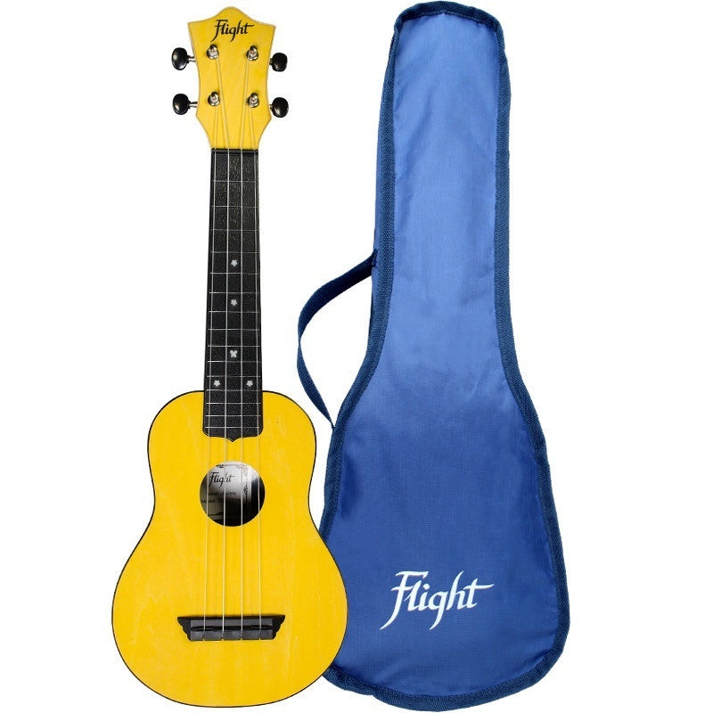 Flight TUS35YW Yellow Travel Soprano Ukulele with ABS Body, Linden Top &amp; Arched Back – Lightweight Durable Design