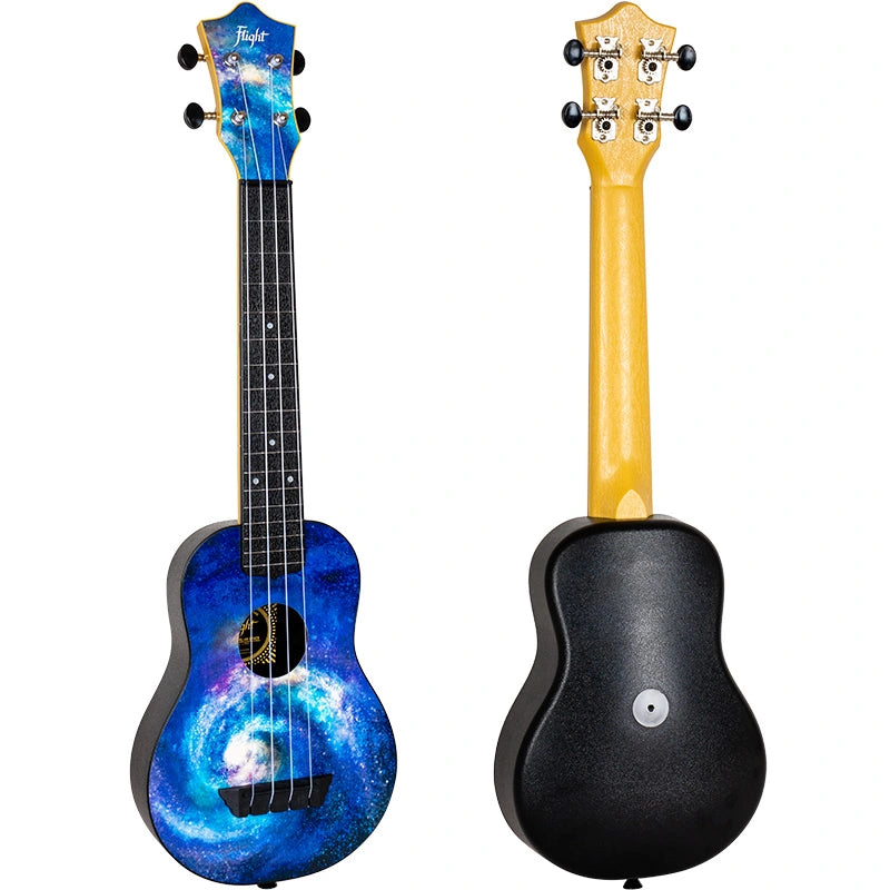 Flight TUS40 Space Travel Soprano Ukulele – Galaxy Print Linden Top, ABS Body, Aquila Nylgut Strings &amp; Gig Bag