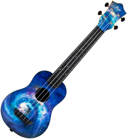 Flight TUS40 Space Travel Soprano Ukulele – Galaxy Print Linden Top, ABS Body, Aquila Nylgut Strings &amp; Gig Bag