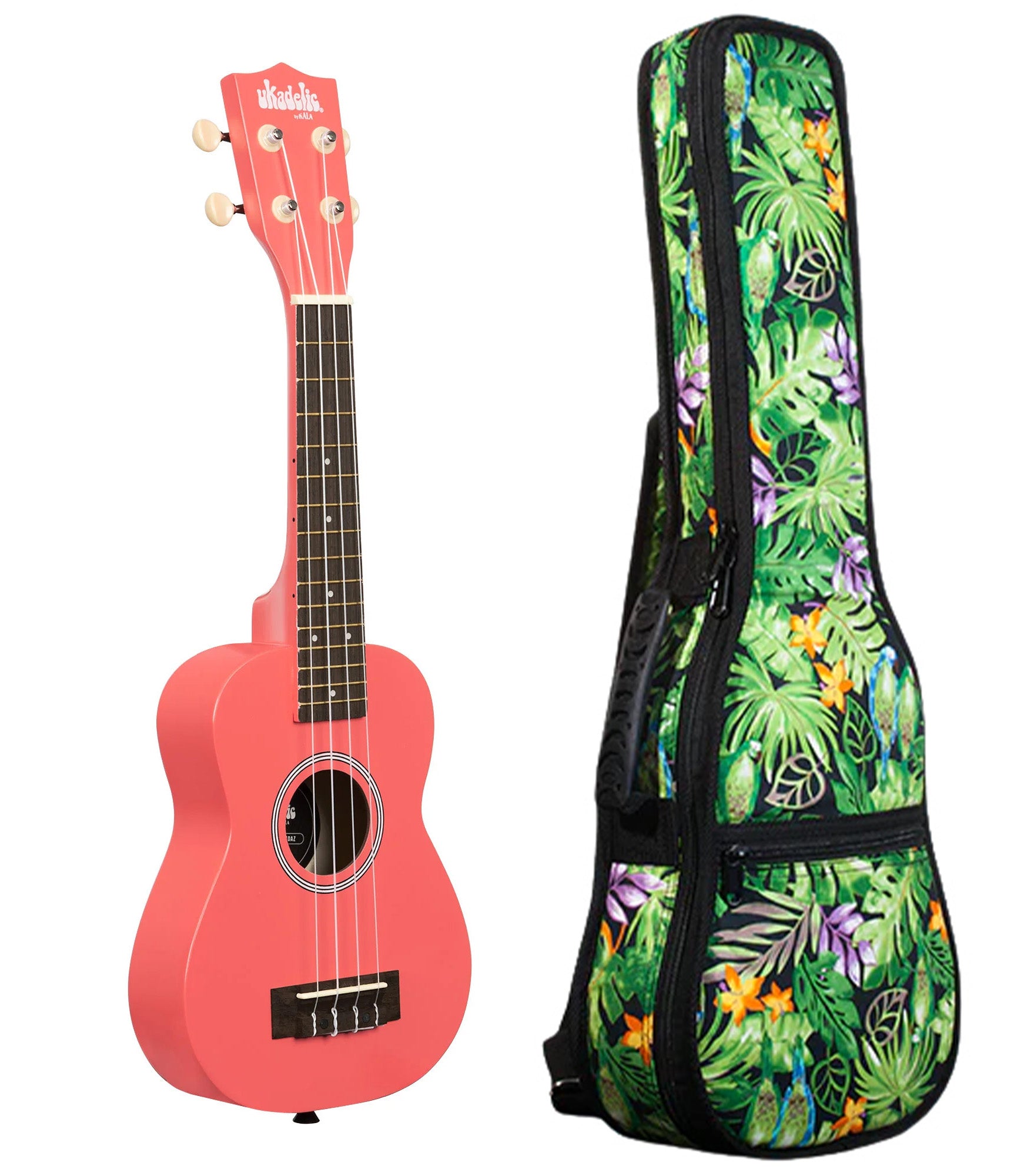 UK-RAZDAZ Razzle Dazzle Ukadelic Soprano Ukulele Includes Gigbag Floral Print, Padded with Backpack Straps