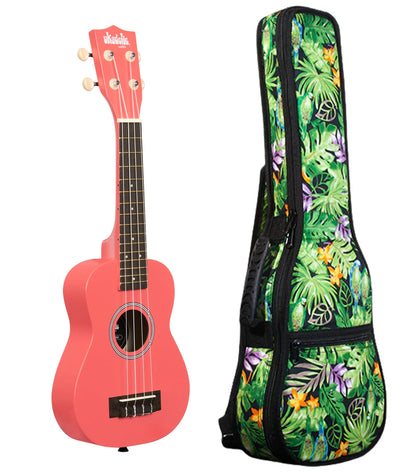 UK-RAZDAZ Razzle Dazzle Ukadelic Soprano Ukulele Includes Gigbag Floral Print, Padded with Backpack Straps