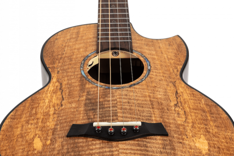 Flight Maia Steel String Baritone Ukulele: Solid mango top, rosewood body, steel strings, scalloped cutaway, &amp; active pickup for rich, bright tone. Includes gigbag Ukulele Trading Co Australia