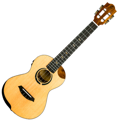 Flight Victoria Soundwave Tenor Ukulele with Soundwave active pickup system. Solid Spruce top Acacia back and sides, Bonas gigbag and Online Lesson. Ukulele Trading Co Australia  Free Shipping In OZ