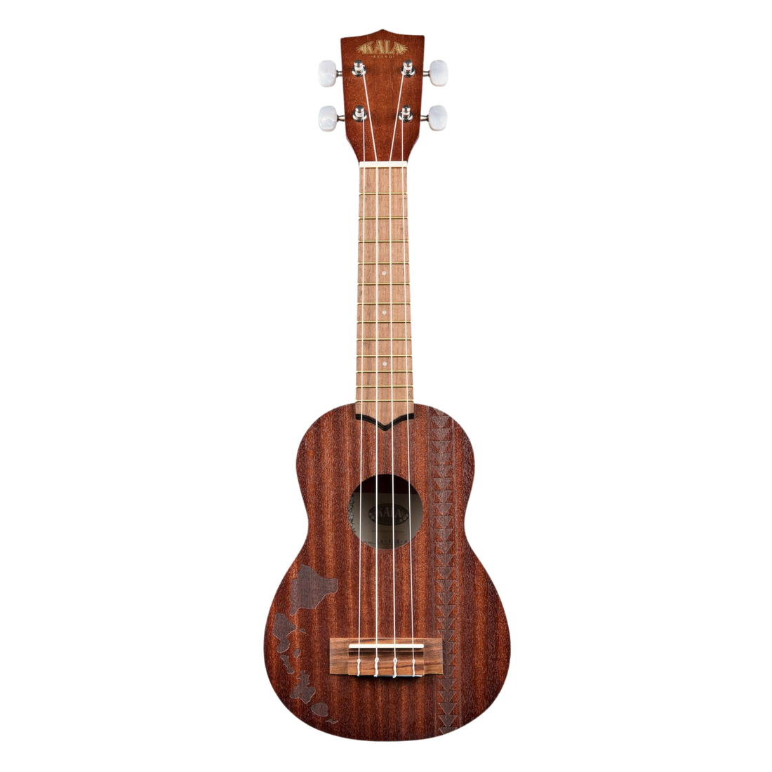 Kala KA-15S-H2 Satin Mahogany Soprano Ukulele – Hawaiian Islands &amp; Traditional Tattoo Design