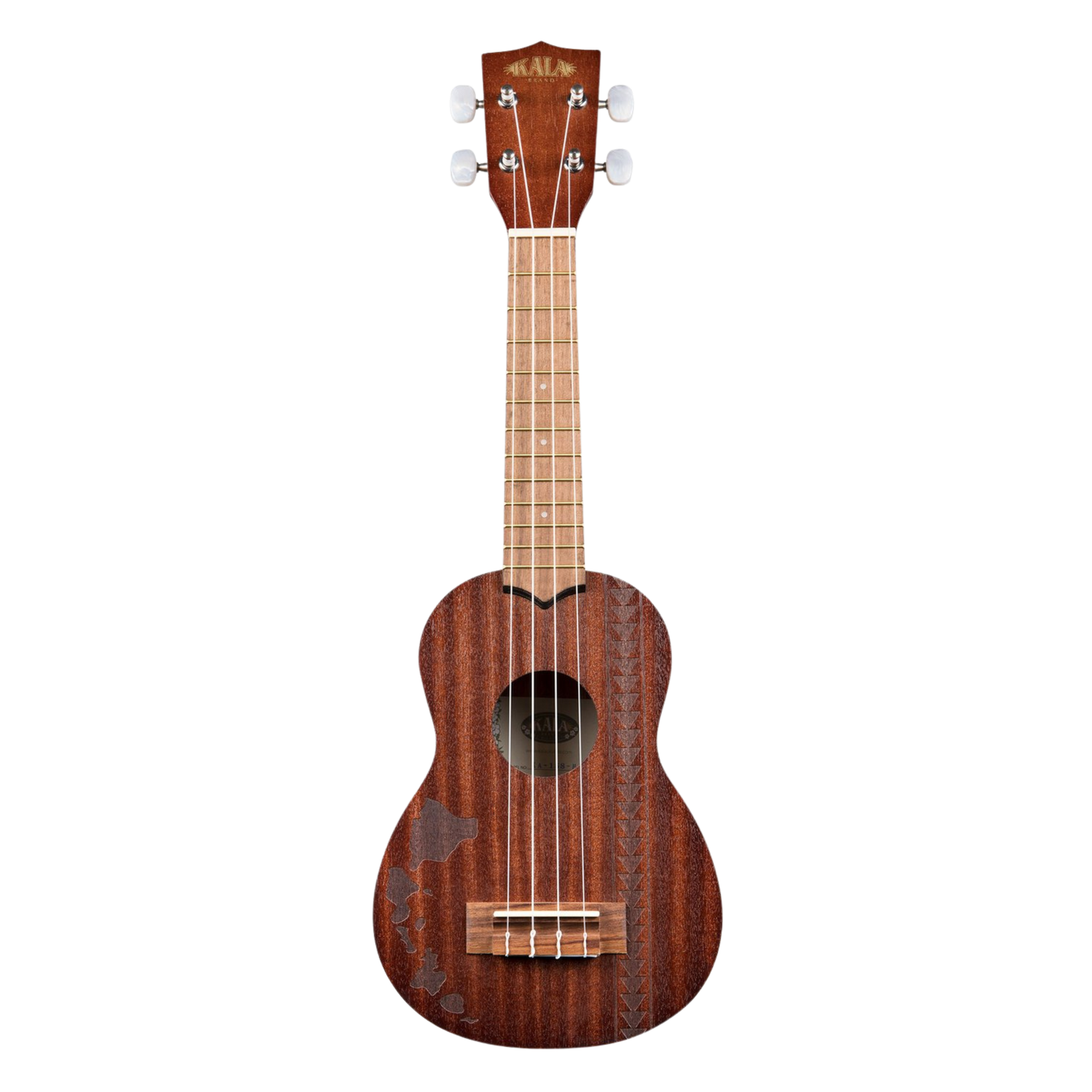 Kala KA-15S-H2 Satin Mahogany Soprano Ukulele – Hawaiian Islands &amp; Traditional Tattoo Design