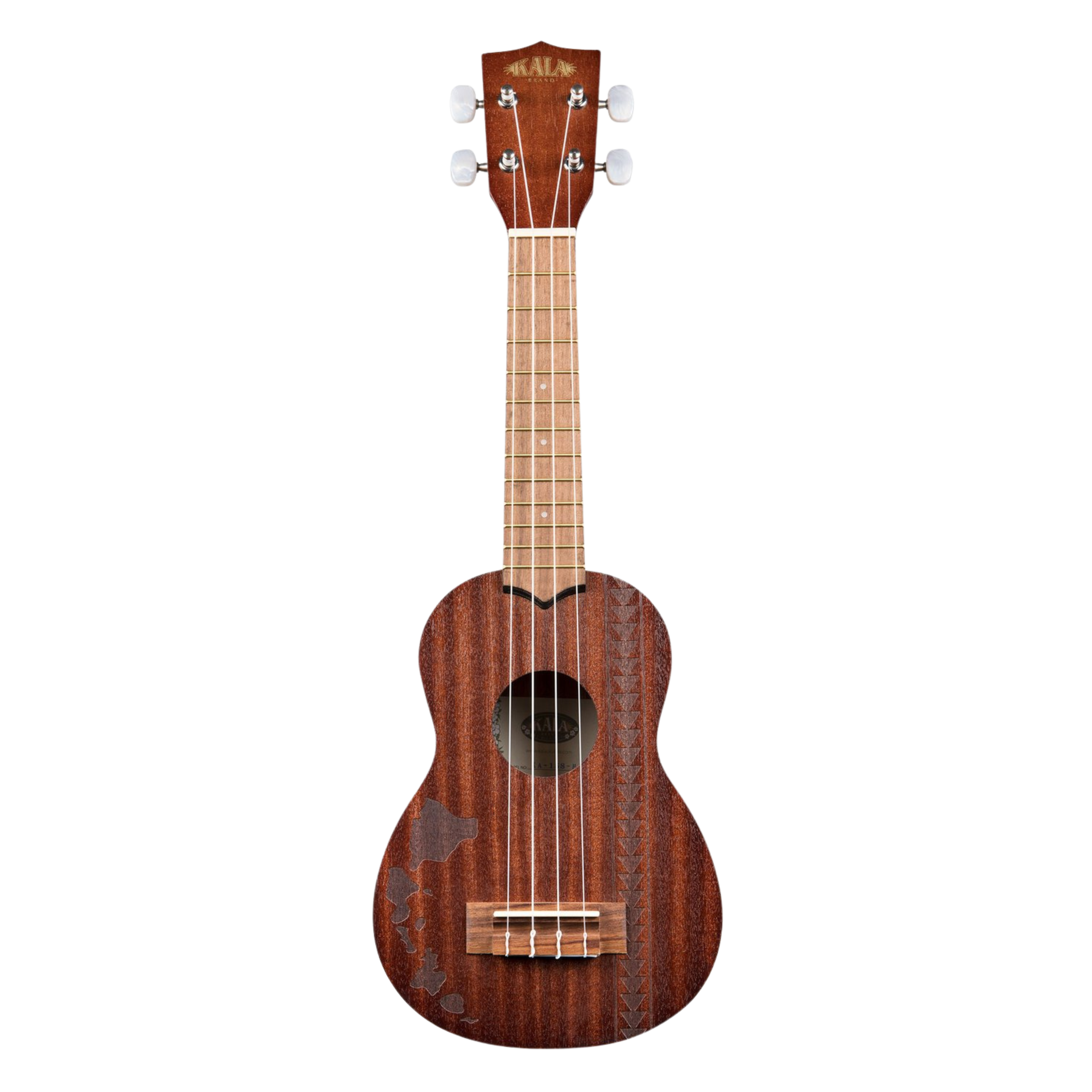 Kala KA-15S-H2 Satin Mahogany Soprano Ukulele – Hawaiian Islands &amp; Traditional Tattoo Design