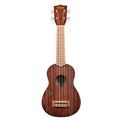 Kala KA-15S-H2 Satin Mahogany Soprano Ukulele – Hawaiian Islands &amp; Traditional Tattoo Design
