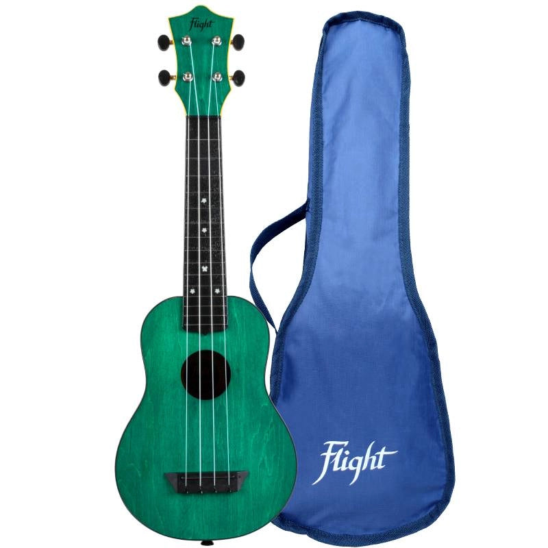 Flight TUS35 Green Soprano Travel Ukulele – Linden Top, ABS Body, Aquila Strings &amp; Gig Bag
