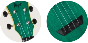 Flight TUS35 Green Soprano Travel Ukulele – Linden Top, ABS Body, Aquila Strings &amp; Gig Bag