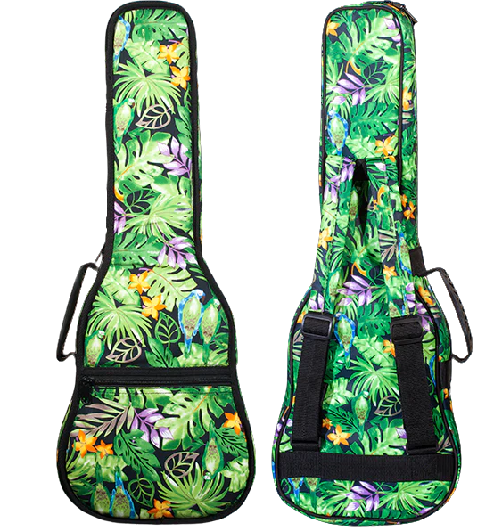 UK-DRAGONFRUIT Dragon Fruit Ukadelic Soprano Ukulele Includes Gigbag Floral Print, Padded with Backpack Straps