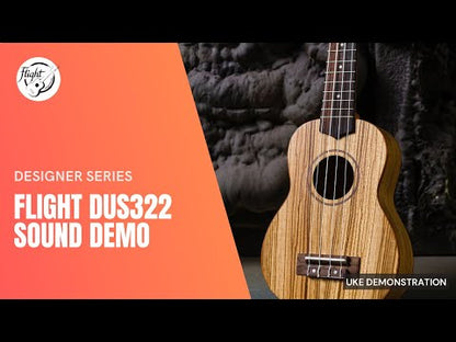 Flight DUS322 Soprano Ukulele Zebrawood with Bag