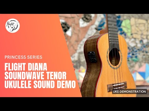 The Flight Diana Soundwave Tenor combines the incredible Flight Diana Tenor with the Flight Soundwave Pickup System. Built-in Effects System with Reverb, Chorus and Delay— No Need to plug it in. The Tansducer amplifies the Diana, and the Ukulele is effectively an amplifier and speaker. You can, of course, plug it into an outboard Amp or PA if you wish. Amazing Technology Just check out the Video Dem