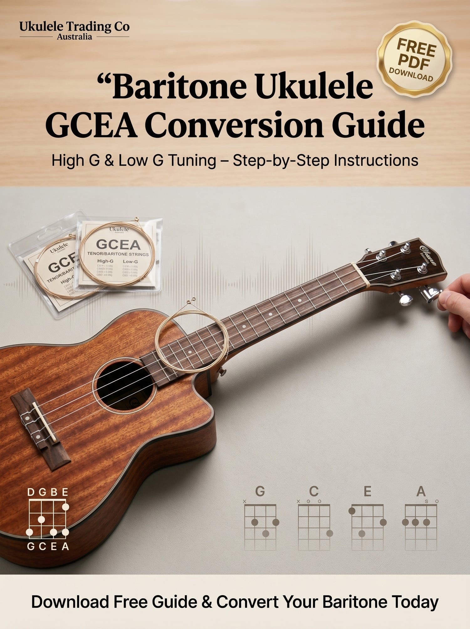 🎸 Free Guide: Baritone DGBE to GCEA Conversion both High G &amp; Low G tunings