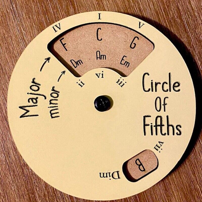 Circle of 5ths AKA Chord Wheel 2 piece rotating Wooden Discs ukulele trading co australia