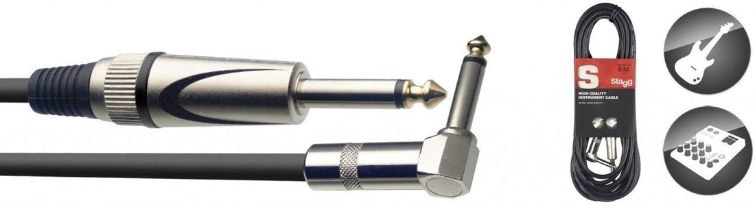 Stagg SGC6PL-DL Instrument Cable 6m (20ft) – L-Shape Jack Lead