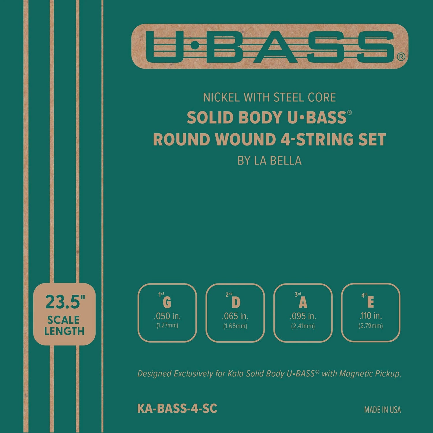 Kala KA-BASS-4-SC  UBASS Strings suits Solid body 23 inch Scale