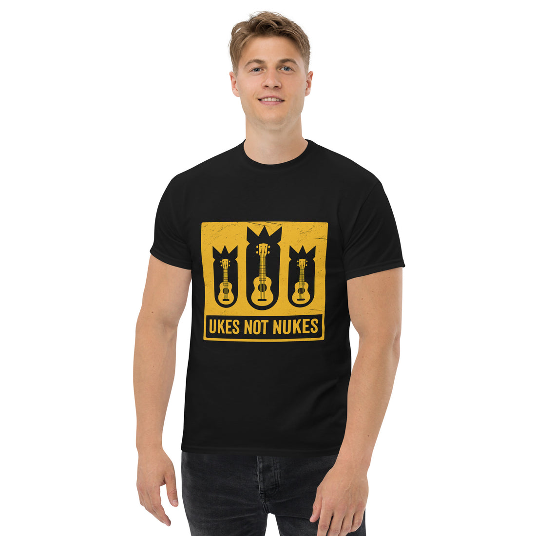 Peaceful ukulele shirt – Uku Not Nukes design