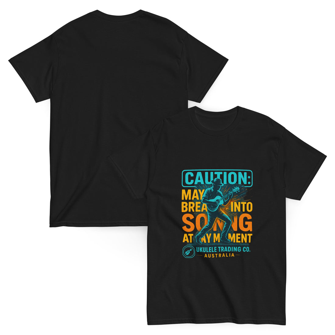Caution may break into song ukulele graphic T-shirt