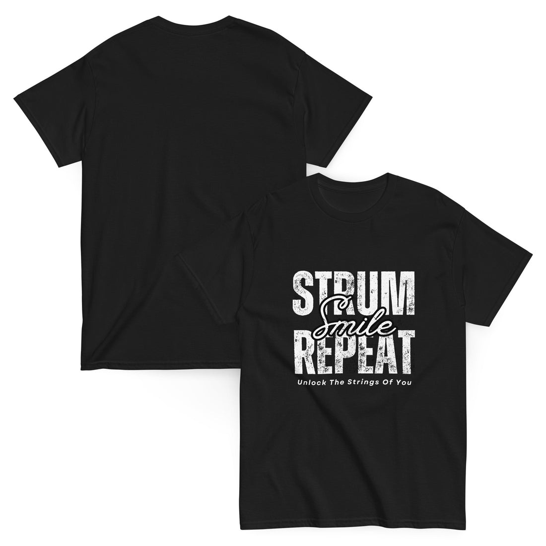 “Strum, Smile, Repeat” Ukulele T-Shirt for music lovers, perfect musician gift or festival tee.