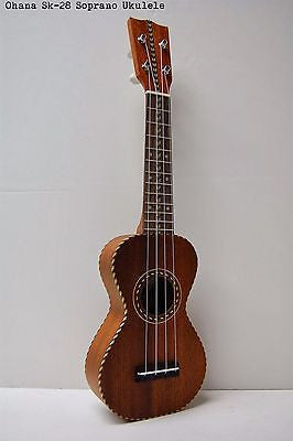 ukulele-trading-co-australia - Ohana SK-28 Soprano Ukulele Solid Mahogany Nunes Vintage Style + Hardcase, Tuner - Ohana - Ukuleles