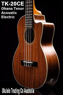 ukulele-trading-co-australia - NEW Tenor Electric Acoustic Ukulele Ohana TK-20CE Uke Solid Mahogany Wood Top - Ohana - Ukuleles