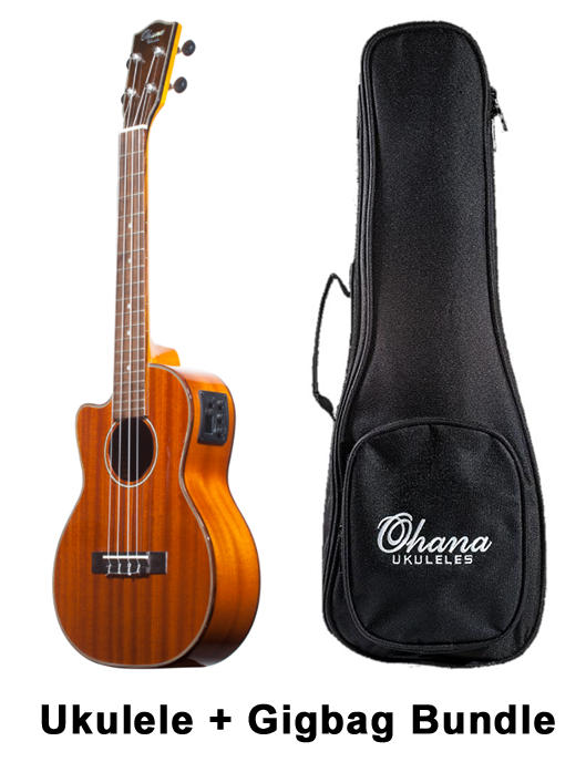 Gigbag Bundle Ohana TK-35GCE-LH Left-Handed Tenor Ukulele Solid Mahogany Cutaway and EQ Ukulele Trading Co Australia