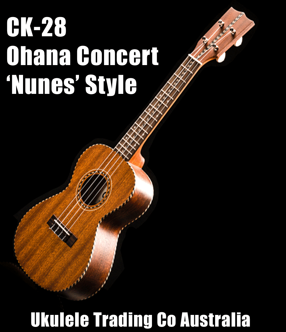 ukulele-trading-co-australia - CK-28 Concert Ukulele 'Nunes' Solid Mahogany Ohana + Hardcase, Tuner - Ohana - Ukuleles