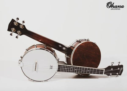 TK-120BUC Ohana Tenor Banjolele Banjo Ukulele Closed Back Resonator ukulele trading co australia 