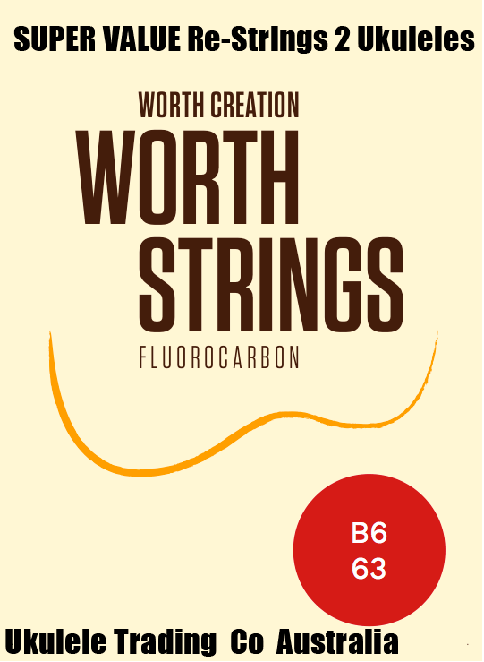 ukulele-trading-co-australia - B6  Worth Brown 6 String Tenor CODE: B-6 - 2 Restrings per Packet = Super Value - Worth - Strings