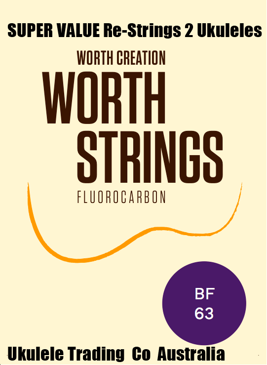 ukulele-trading-co-australia - BF Worth Brown Fat Tenor - 2 Restrings per Packet = Super Value - Worth - Strings