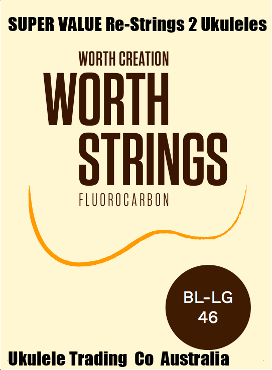 ukulele-trading-co-australia - BL-LG  Worth Brown Light Low-G Soprano/Concert - 2 Restrings per Packet = Super Value - Worth - Strings
